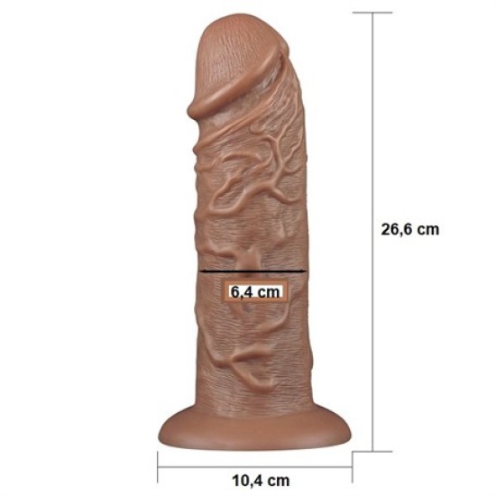 Yeni Nesil Çift Katmanlı 26,6 cm Realistik Kalın Dildo Melez Penis