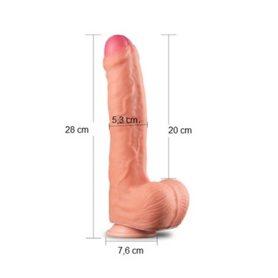 Yeni Nesil Çift Katmanlı 28 cm Realistik Dildo Penis