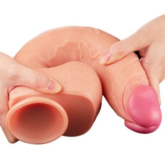 30,5 cm Belden Bağlamalı Yeni Nesil Çift Katmanlı Realistik Dev Dildo Penis